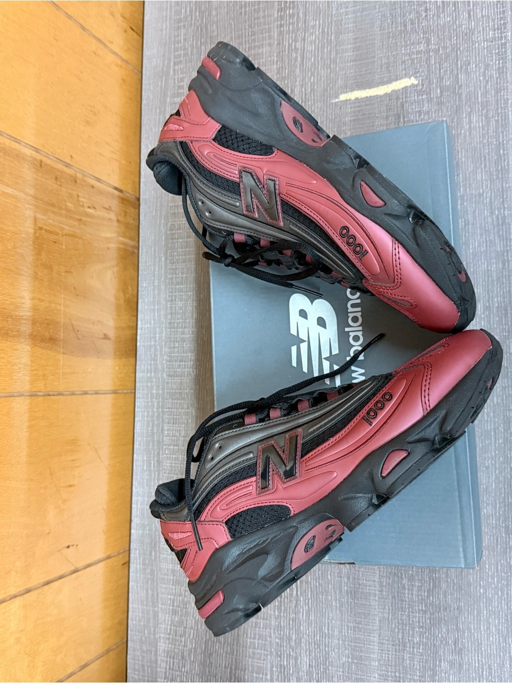 New Balance 1000 Burgundy and Black Athletic Sneakers - Picture 7 of 8
